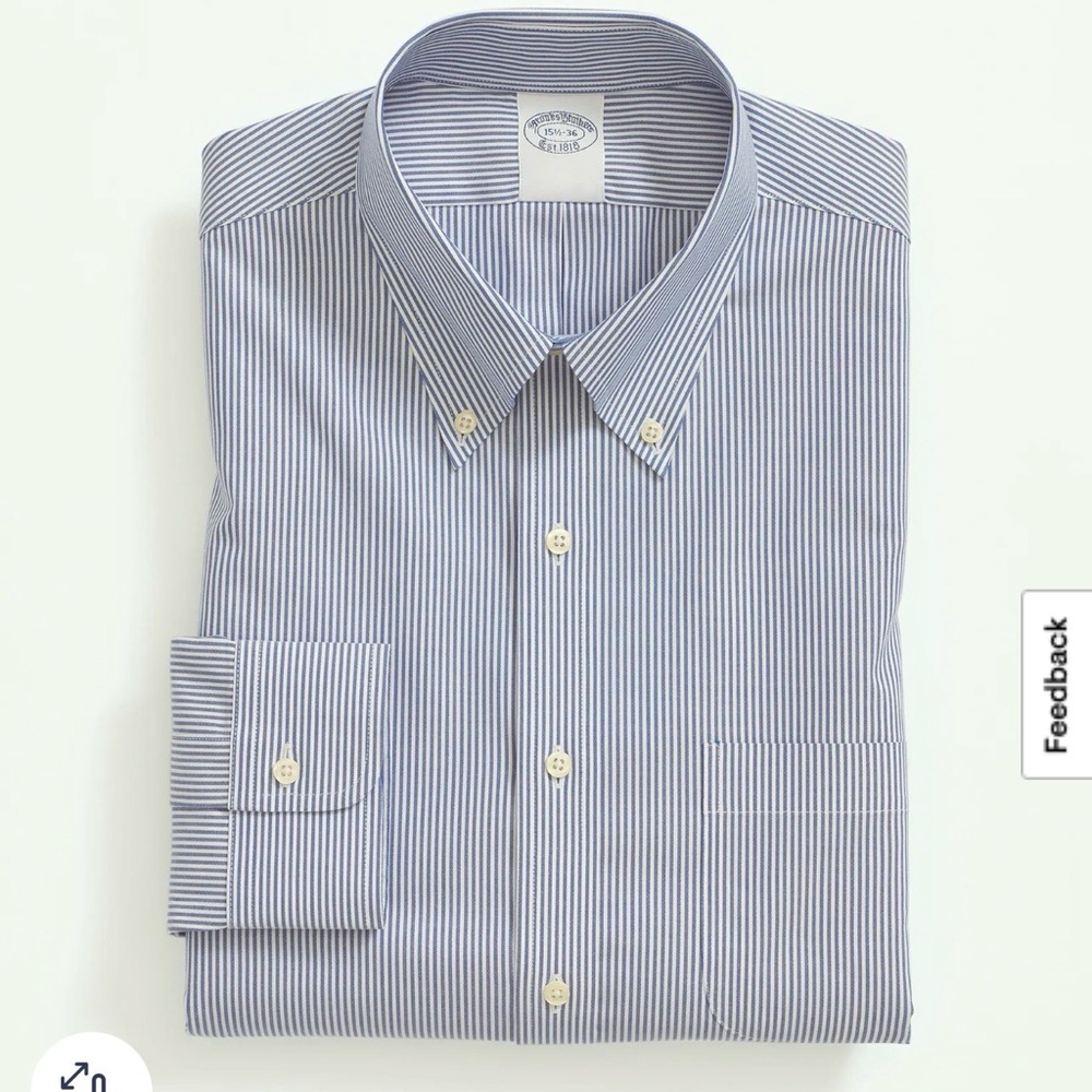 Brooks Brothers Cotton Non-Iron Pinpoint Oxford Button-Down 17.5 32/33 Classic